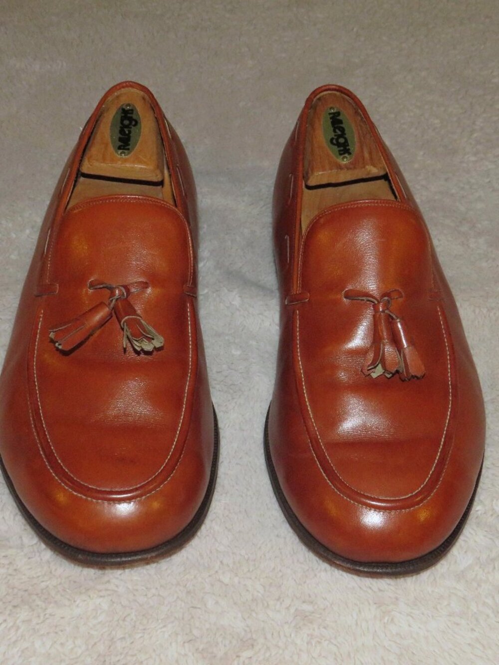 E. Vogel Custom Hazelnut Brown Calf Leather Moccasin Tassel Loafers 11 EE